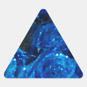 Sticker Triangulaire Romantique Love Blue Glitter Glamour Roses
