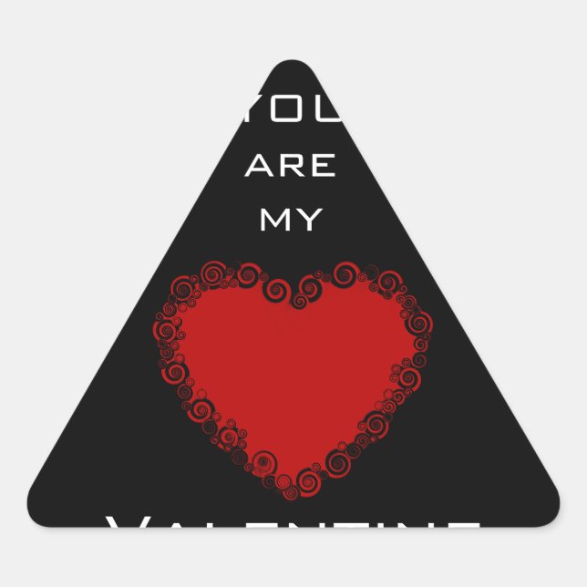Sticker Triangulaire Romantique Valentine amour coeur rouge (Devant)