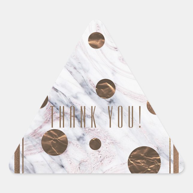 Sticker Triangulaire Rose Gold Marble Swirl Bronze Fête de cuivre Favor (Devant)