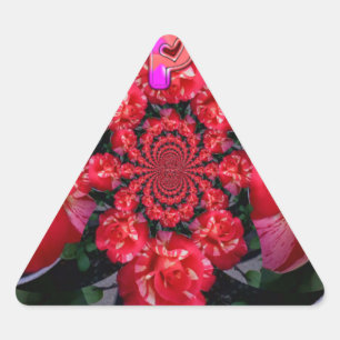 Sticker Triangulaire Roses rouges Iridescente "Bonne Saint Valentin" Im