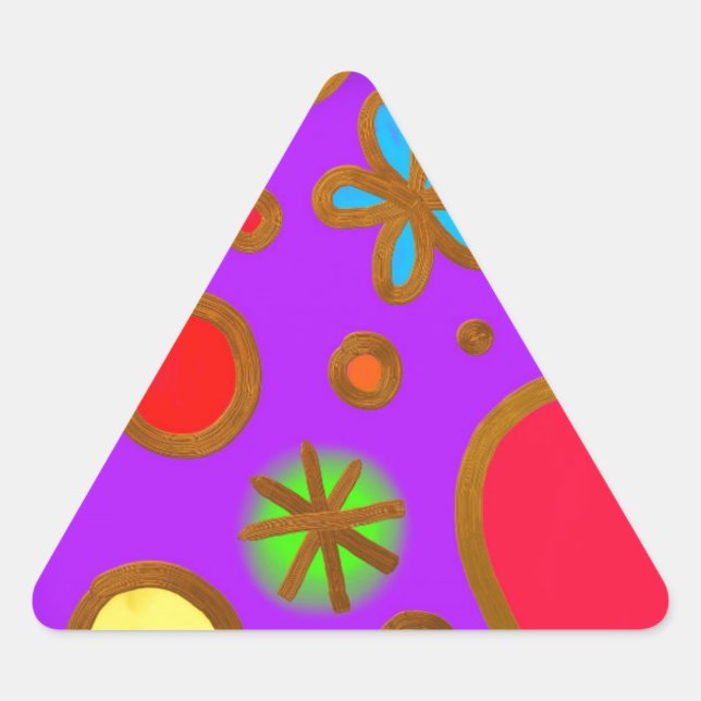 Sticker Triangulaire Rouge violet jaune peint (Devant)