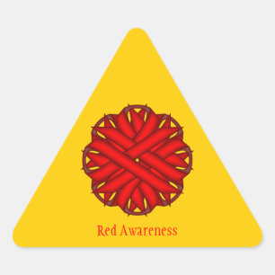 Sticker Triangulaire Ruban de fleurs rouges par Kenneth Yoncich