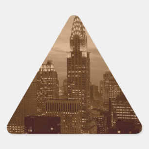 Sticker Triangulaire Sepia Tone New York