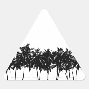 Sticker Triangulaire Silhouette de palmiers blancs noirs