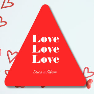 Sticker Triangulaire Simple Blanc Nettoyer 3 x Amour Rouge néon
