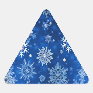 Sticker Triangulaire Snowflakes de Noël Bleu et argent
