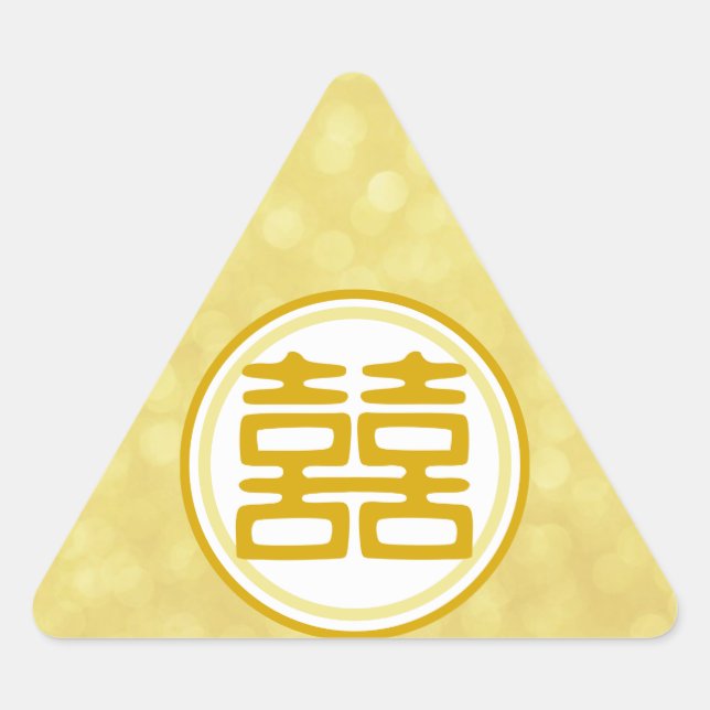 Sticker Triangulaire Sparkle Gold Double Bonheur - Round (Devant)