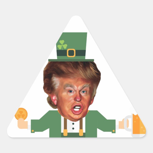 Sticker Triangulaire st patrick trump leprechaun (Devant)