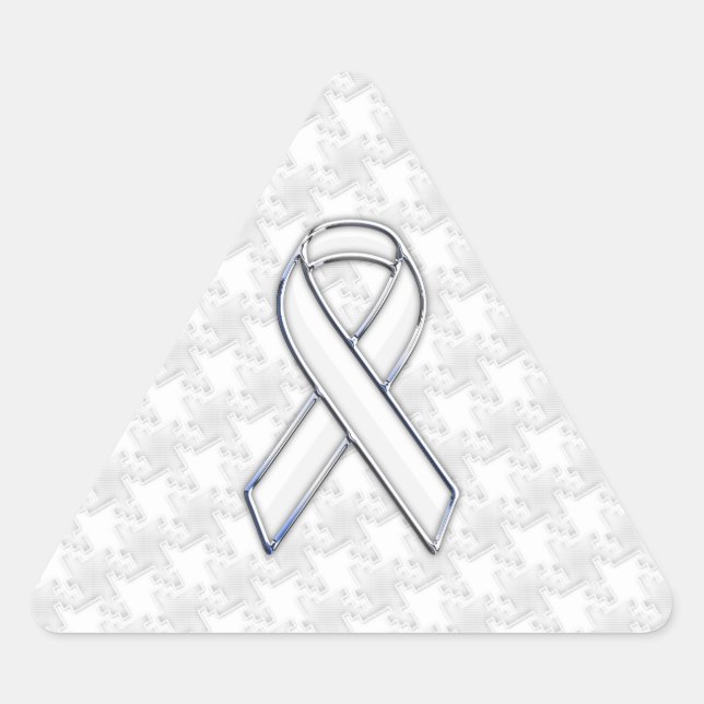 Sticker Triangulaire Style Chrome blanc de sensibilisation au ruban pie (Devant)