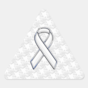Sticker Triangulaire Style Chrome blanc de sensibilisation au ruban pie