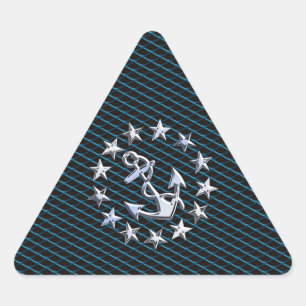 Sticker Triangulaire Style Chrome bleu Yacht drapeau sur Grille Imprime