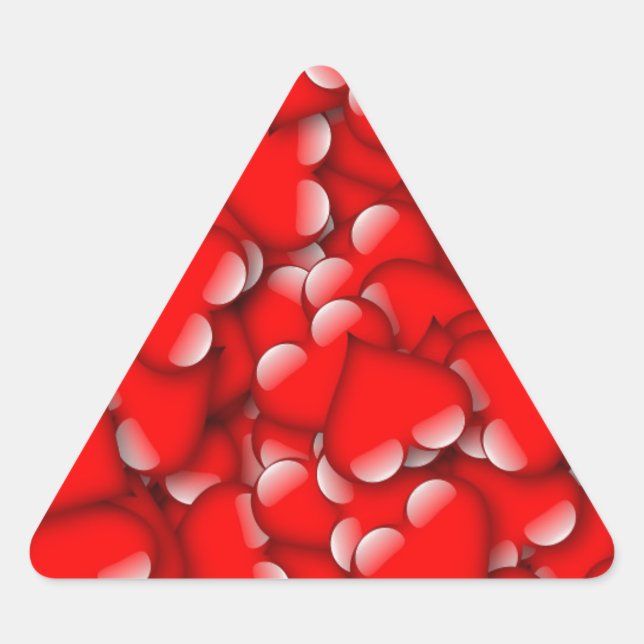 Sticker Triangulaire Sweet Romantique Valentine Love Hearts Rouge (Devant)