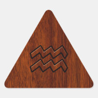 Symbole Aquarius Zodiac en acajou style bois