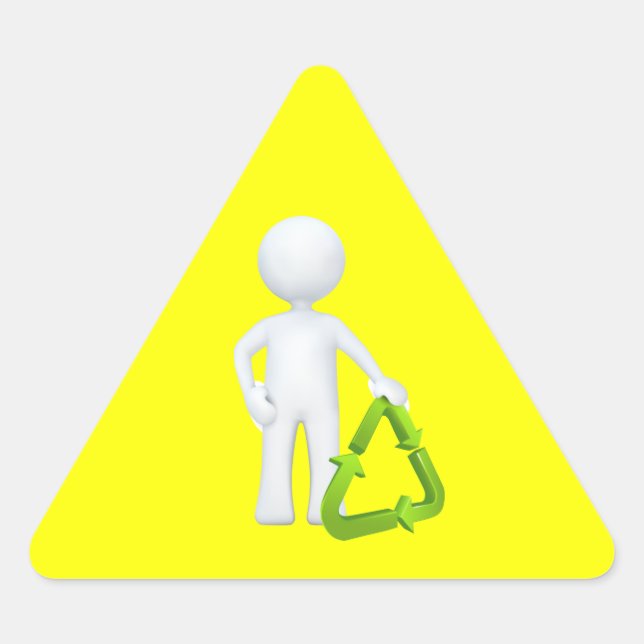 Sticker Triangulaire Symbole de recyclage vert et homme (Devant)