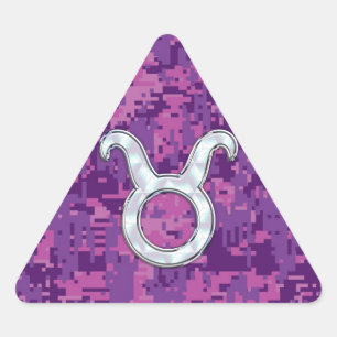Sticker Triangulaire Symbole Zodiaque de Pearl Taurus sur Camo numériqu