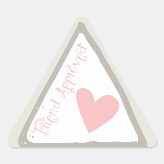Sticker Triangulaire Tampon de passeport approuvé par l'ami avec coeur (Devant)