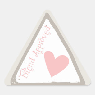 Sticker Triangulaire Tampon de passeport approuvé par l'ami avec coeur