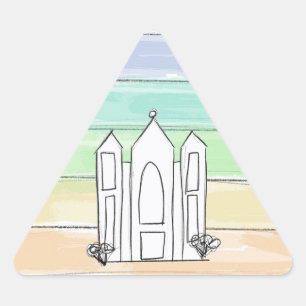 Sticker Triangulaire Temple LDS Salt Lake City coucher de soleil arc-en