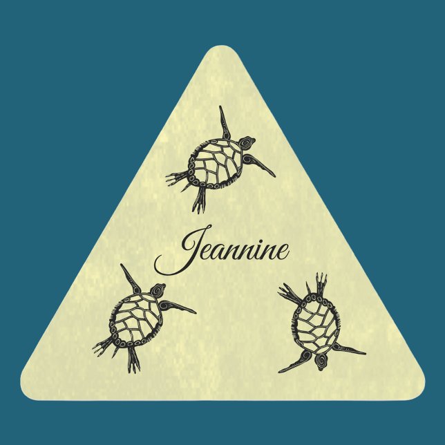 Sticker Triangulaire Tortues de mer DIY sur jaune (Créateur téléchargé)