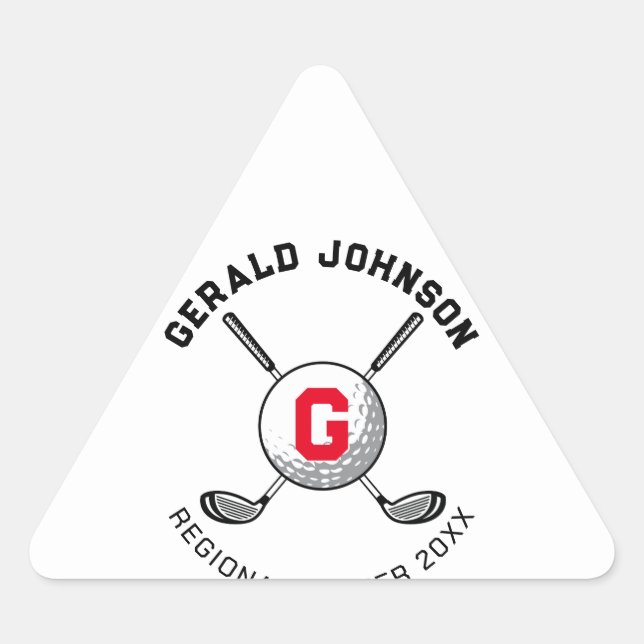 Sticker Triangulaire Triangle Design Monogramme Golf Elégant Personnali (Devant)
