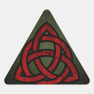 Sticker Triangulaire Triquet noeud celtique (rouge et noir sur vert gru