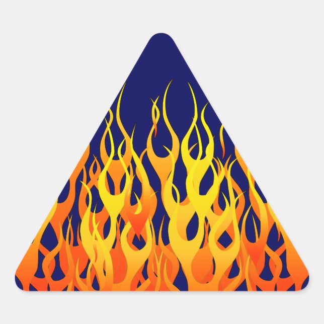 Sticker Triangulaire Vibrant Racing Flames on Navy Blue (Devant)