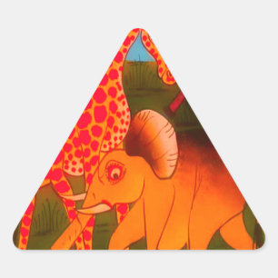 Sticker Triangulaire Vintage Coloré Africain couleurs d'animaux sauvage