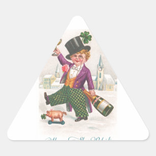 Sticker Triangulaire Vintage Happy Jour de la Saint Patrick Shamrock Ch