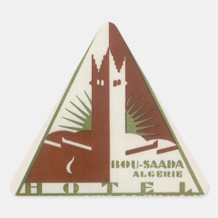 Sticker Triangulaire Voyage Vintage, Hôtel Trans Atlantique, Algérie
