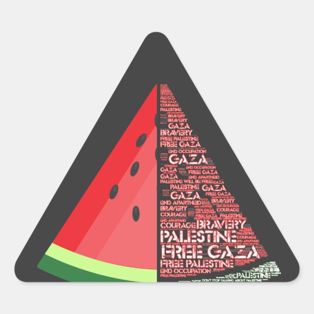Sticker Triangulaire Watermelon Free Gaza Free Palestine Cloud Word (Devant)