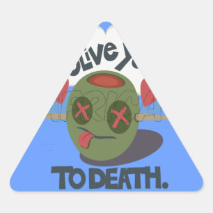 Sticker Triangulaire Whimsical "Olive My Heart" Drôle Visage Design