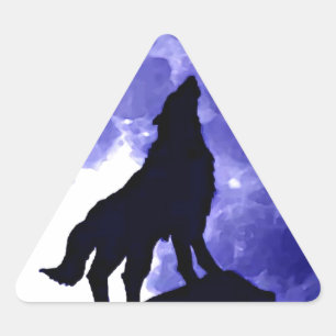Sticker Triangulaire Wolf Silhouette & Pleine lune