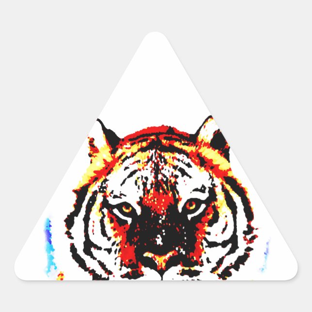 Sticker Triangulaire Yeux de tigres sauvages (Devant)