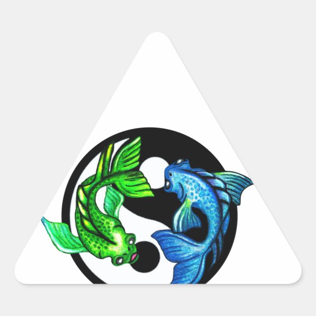 Sticker Triangulaire Yin-Yang Koi Design (Devant)
