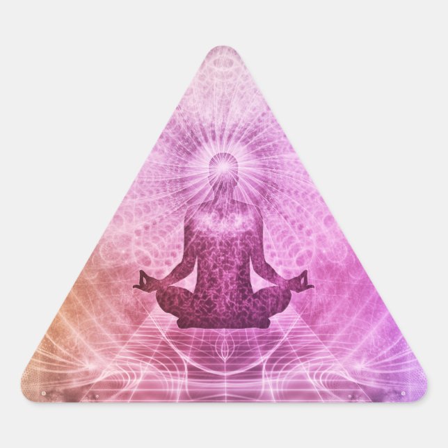 Sticker Triangulaire Yoga spirituel Lotus Pose Méditation (Devant)
