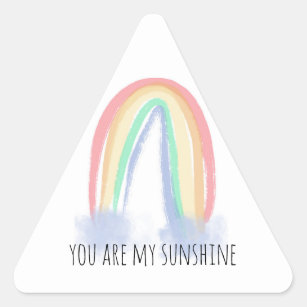 Sticker Triangulaire You are my sunshine watercolor painted rainbow