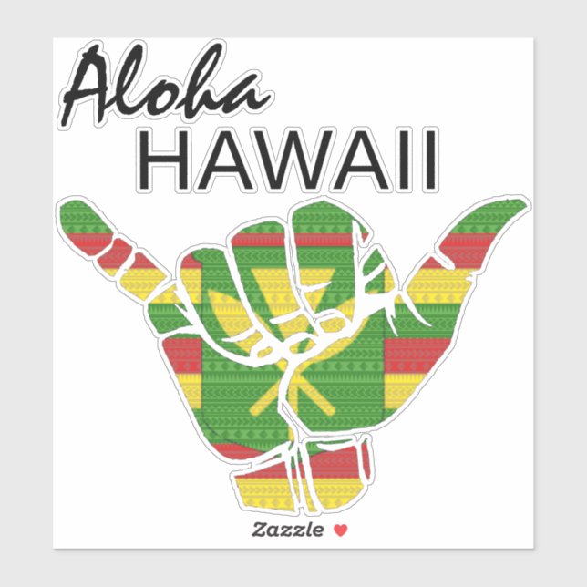 STICKER TRIBAL SHAKA (HANG LOOSE) ALOHA HAWAII KANAKA LT (Feuille)