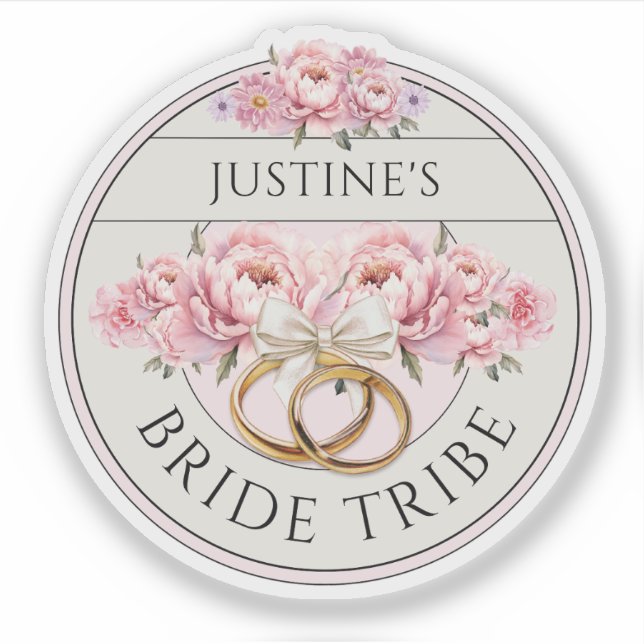 Sticker Tribu de la mariée fleurs violettes personnalisées (Devant)