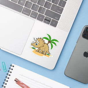 Sticker Tricératops Dans Un Climat Tropical.
