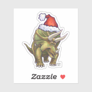 Sticker Tricératops mignons dans un chapeau de Santa