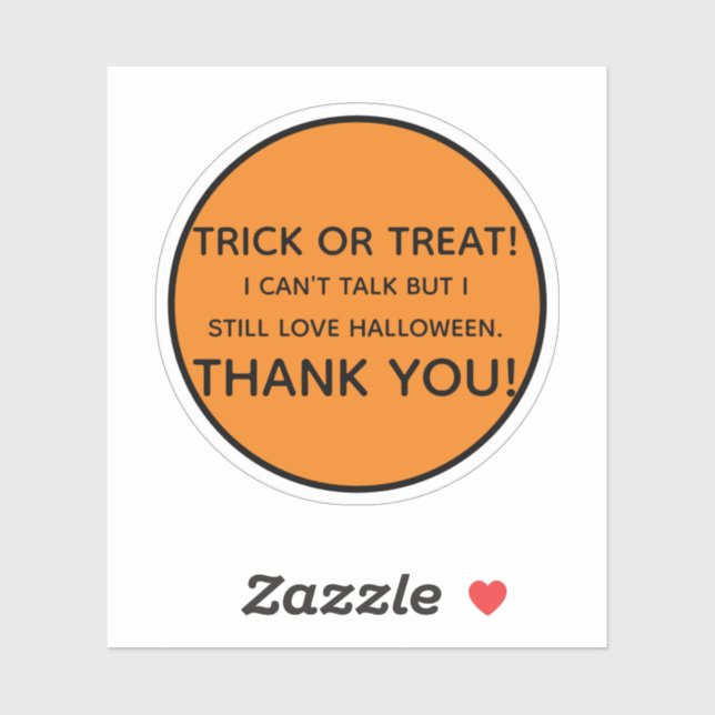 Sticker Trick or Treat Can't Talk (Feuille)