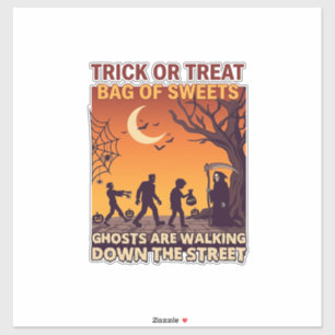 Sticker Trick Or Treat Halloween Zombies Grim Reaper Citro