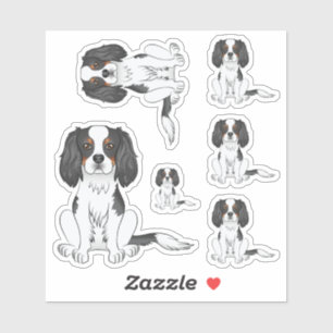 Sticker Tricolor Cavalier King Charles Spaniel Chien Assis