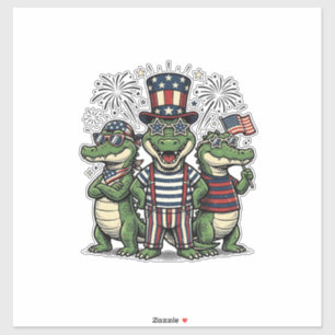 Sticker Trio d'alligators patriotiques vintage T-shirt du 