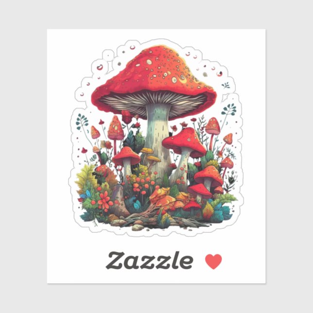 Sticker Trippy Mushroom, Plaisir Psychédélique (Feuille)