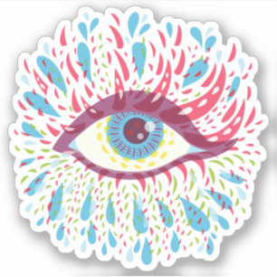 Sticker Trippy Oye Psychedelic Art