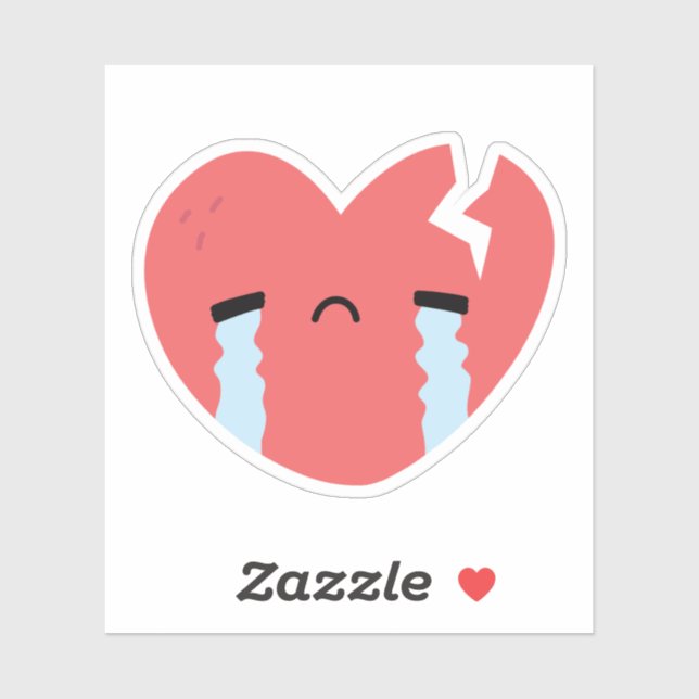 Sticker Triste Pleure Fracture Coeur Visage Emoji (Feuille)