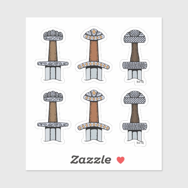 Sticker Trois Hillets d'épée viking (Feuille)