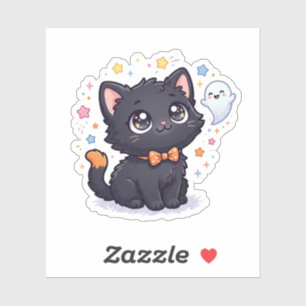 Sticker Trop mignon pour effrayer - Chat noir adorable pou