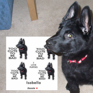 Sticker Trop mignon pour être mauvais Chien Noir Chien Chi